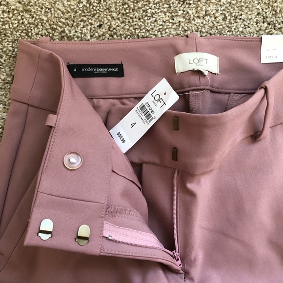 Size 4 LOFT Mauve Pink Modern Skinny Ankle Pants - Picture 3 of 4